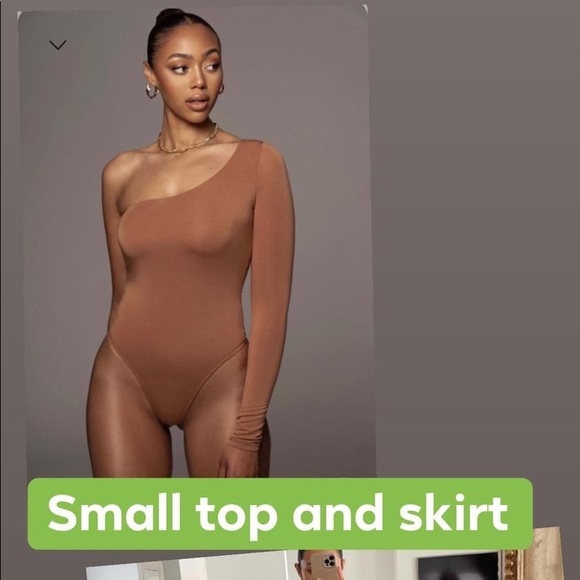 Brown bodysuit and skirt